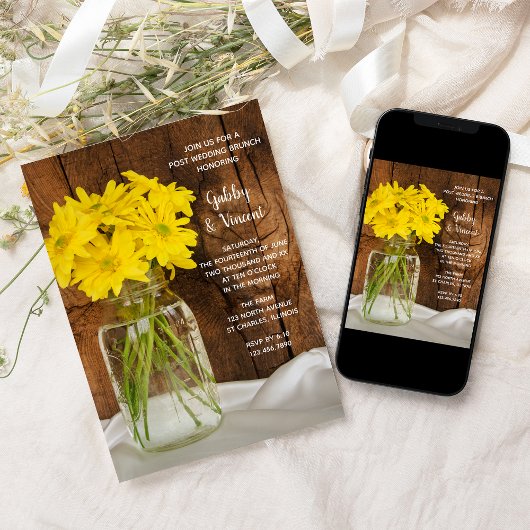 メイソンジャーとデイジーのカントリーウェディング後ランチ 招待状