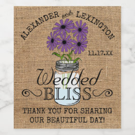 メイソンジャーとバーラップのルック素朴カントリーウェディング ワインラベル