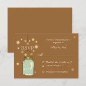 メイソンジャーとホタルのハート RSVP 返信 招待状 (正面/裏面)