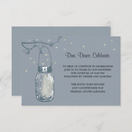 メイソンジャーとホタルの結婚式の受付 招待状 (正面/裏面)