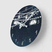 メイソンジャーとライトの夜 夕焼けの星空 ラウンド壁時計 (傾斜)