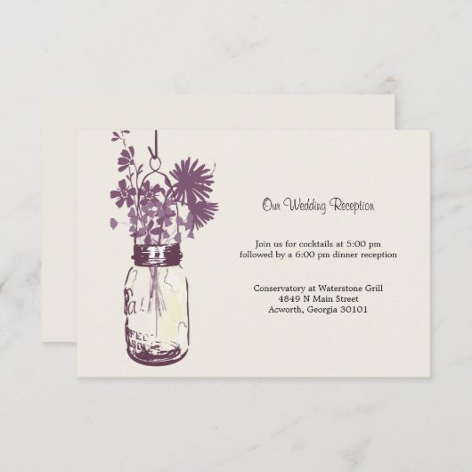メイソンジャーとワイルドフラワーの結婚式の披露宴 エンクロージャーカード (正面/裏面)
