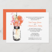 メイソンジャーとワイルドフラワーの結婚式・婚約 招待状 (正面/裏面)