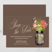 メイソンジャーとワイルドフラワーのSave the Date セーブザデート (正面/裏面)