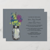 メイソンジャーとワイルドフラワーズの結婚式招待状 招待状 (正面/裏面)