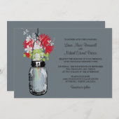 メイソンジャーとワイルドフラワーズの結婚式招待状 招待状 (正面/裏面)