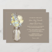 メイソンジャーとワイルドフラワーズの結婚式招待状 招待状 (正面/裏面)