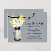 メイソンジャーとワイルドフラワーズの結婚式招待状 案内ポストカード (正面/裏面)