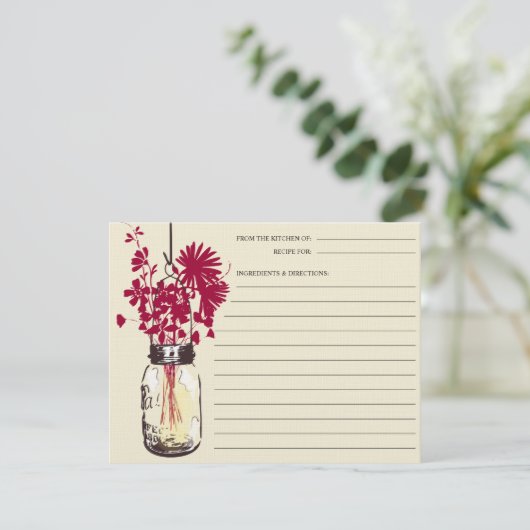 メイソンジャーとワイルドフラワーズレシピカード (スタンド正面)
