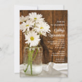 メイソンジャーと白いデイジーのキンセアニエラ・バーンパーティー 招待状 (正面)