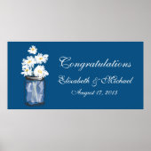 メイソンジャーと白いデイジーのバナー ポスター (正面)