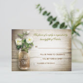 メイソンジャーと白い花の結婚式出欠確認カード 出欠カード (スタンド正面)