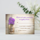 メイソンジャーと紫の花の結婚式出欠確認カード 出欠カード (スタンド正面)