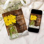 メイソンジャーと黄色のデイジー カントリー バーン ウェディング 招待状