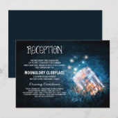 メイソンジャーに蛍が入った青い夜の結婚式の披露宴 エンクロージャーカード (正面/裏面)