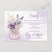 メイソンジャーのフローラに紫の結婚花を詳細 エンクロージャーカード (正面)