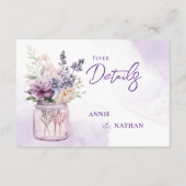 メイソンジャーのフローラに紫の結婚花を詳細 エンクロージャーカード (裏面)