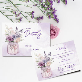 メイソンジャーのフローラに紫の結婚花を詳細 エンクロージャーカード