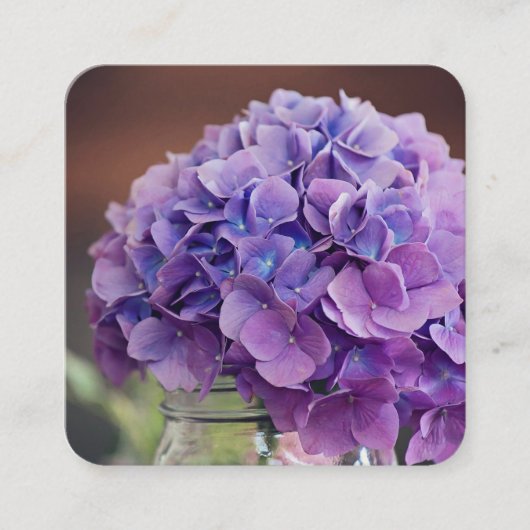 メイソンジャーの写真に紫紫紫紫紫紫紫紫紫紫紫紫紫陽花 スクエア名刺 (正面)