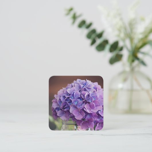 メイソンジャーの写真に紫紫紫紫紫紫紫紫紫紫紫紫紫陽花 スクエア名刺 (スタンド正面)