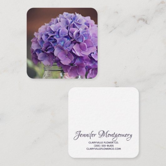 メイソンジャーの写真に紫紫紫紫紫紫紫紫紫紫紫紫紫陽花 スクエア名刺 (正面/裏面)