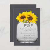 メイソンジャーひまわり黒板結婚式出欠確認 出欠カード (正面/裏面)