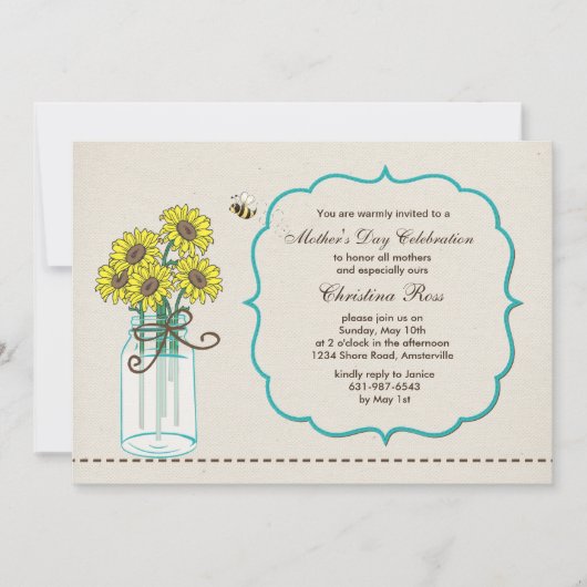 メイソンジャーアレンジメントマザーズデイ招待状 招待状 (正面)