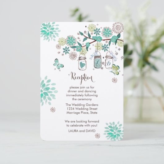 メイソンジャーガーデンウェディングレセプション プログラムカード エンクロージャーカード (スタンド正面)
