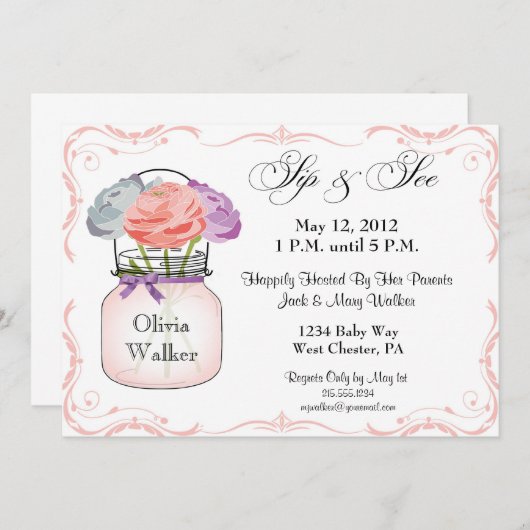 メイソンジャーシップアンドシーガール招待状 招待状 (正面/裏面)