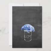 メイソンジャーシャルクボードブルーアジランジアスブライダルシャワー 招待状 (裏面)