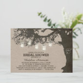 メイソンジャーストリングライトツリーヴィンテージブライダルシャワー 招待状 (スタンド正面)
