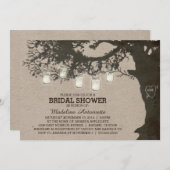 メイソンジャーストリングライトツリーヴィンテージブライダルシャワー 招待状 (正面/裏面)