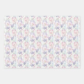 メイソンジャースパープルピンク花模様緑 ラッピングペーパーシート (正面)