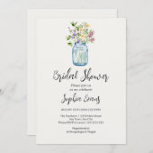 メイソンジャースフラワークリームブライダルシャワー 招待状 (正面/裏面)