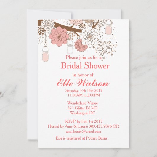 メイソンジャースブライダルシャワー、ベビーシャワー招待状 招待状 (正面)