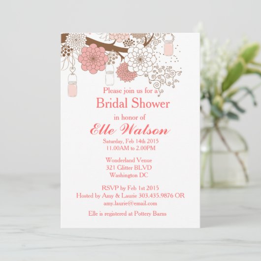 メイソンジャースブライダルシャワー、ベビーシャワー招待状 招待状 (スタンド正面)