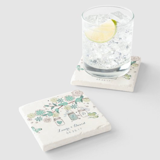 メイソンジャース庭園の結婚式 |大理石カスタムコースター ストーンコースター (横)