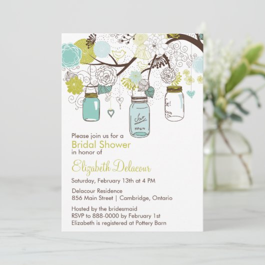 メイソンジャース春フローラブライダルシャワー招待 招待状 (スタンド正面)
