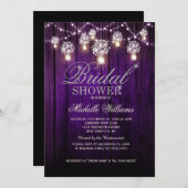 メイソンジャーズストリングライトエレガントブライダルシャワー 招待状 (正面/裏面)