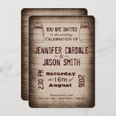 メイソンジャーズ素朴カントリーウッド結婚式招待状 招待状 (正面/裏面)