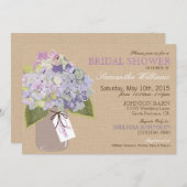 メイソンジャーハイドランジア素朴ブライダルシャワー 招待状 (正面/裏面)