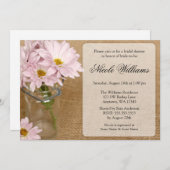 メイソンジャーバーラップソフトパープルデイジーブライダルシャワー 招待状 (正面/裏面)