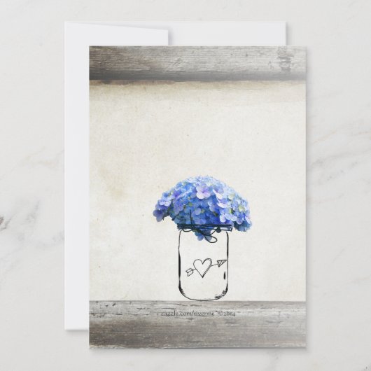 メイソンジャーバーンウッドブルーアジランジアスブライダルシャワー 招待状 (裏面)