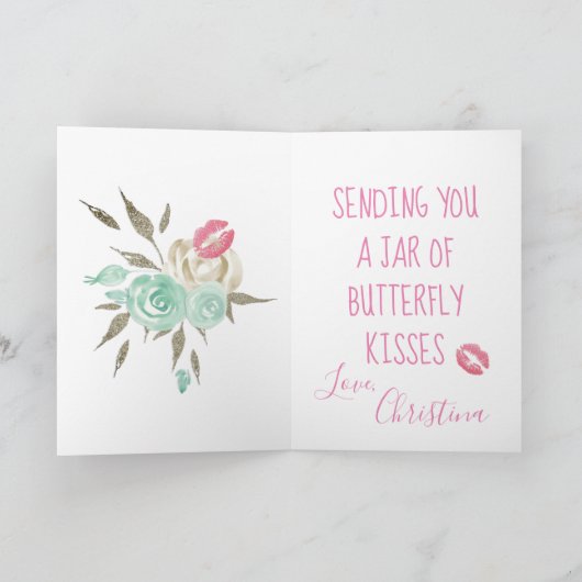 メイソンジャーフラワーとバタフライキス可愛い カード (内部)