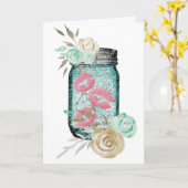 メイソンジャーフラワーとバタフライキス可愛い カード (黄色い花)