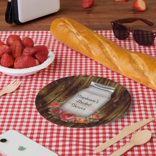 メイソンジャーフラワーリースブライダルシャワー ペーパープレート (ピクニック)