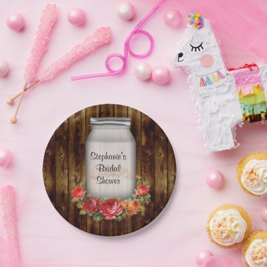 メイソンジャーフラワーリースブライダルシャワー ペーパープレート (パーティー)