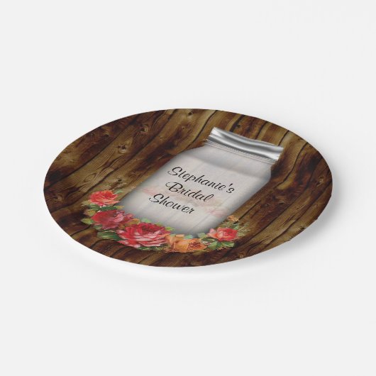 メイソンジャーフラワーリースブライダルシャワー ペーパープレート (アングル)