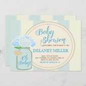 メイソンジャーブルーベビーシャワー招待状 招待状 (正面/裏面)