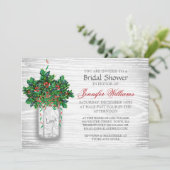 メイソンジャーホリーベリ素朴ーウィンターブライダルシャワー 招待状 (スタンド正面)
